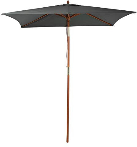 Pure Home & Garden Holz Sonnenschirm Pino 200 x 150 cm anthrazit, mit UV-Schutz 50 Plus, Knickfunktion und abnehmbarem Bezug