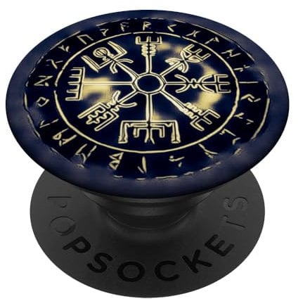 Futhart Vegvisir Wikinger-Kompass PopSockets PopGrip: Ausziehbarer Sockel und Griff für Handys/Tablets mit Tauschbarem Top PopSockets Klebender PopGrip