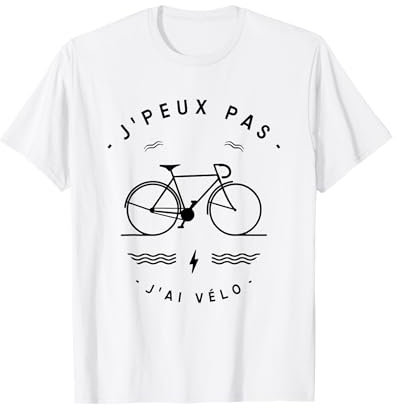 J'Peux Pas J'ai Vélo - Drôle Cycliste - T-Shirt Cyclisme Blanc Unisexe Adulte S Casual/Sport - Cyclisme