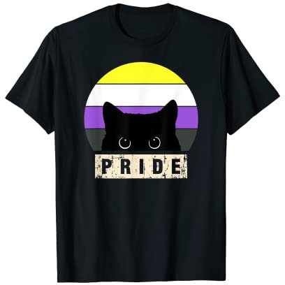 Nonbinary Katze Pride Nichtbinäre Flaggenfarben T-Shirt