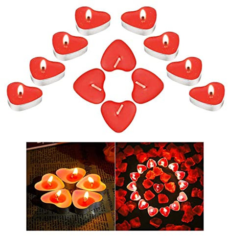 9 Stücke Romantische Kerzen in Herzform, Herz Romantische Teelichter, Romantische Kerzen Herzkerzen für Valentinstag,Geburtstag, Vorschlag, Hochzeit, Party, Hochzeit Verlobung, Rosa