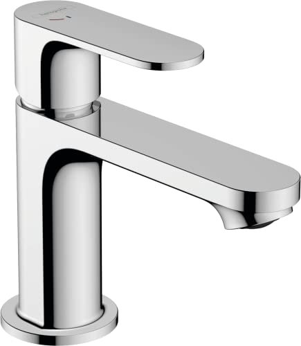 hansgrohe Waschtischarmatur Rebris S, Wasserhahn Bad mit Auslauf Höhe 80 mm, mit Zugstange, Badarmatur wassersparend, energiesparend, Chrom