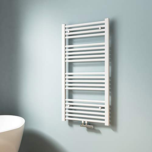EMKE Radiateur Sèche-Serviettes Blanc 1000 x 500 mm, Radiateur Sèche-Serviettes pour Salle de Bain Chauffage à Eau Chaude 427 Watts