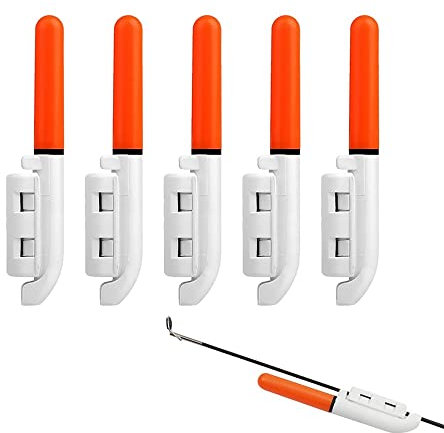 soonbuy 5 x Angelalarmglocke, LED-Leuchtlampe, wasserdicht, leuchtende Leuchtstäbe mit Schnalle, Nachtangeln, Bissanzeiger für Meeresangeln, Gelb