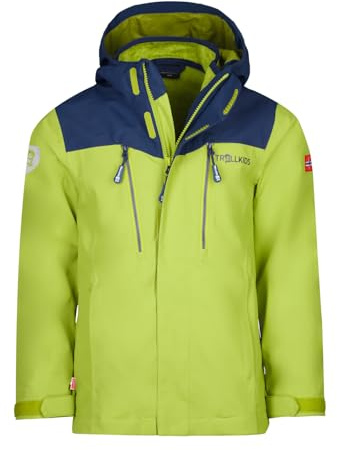 Trollkids Kids Preikestolen 3in1 Jacket 98, Kiwi/Mystic Blue