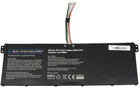 IPC-Computer Akku kompatibel zu Acer Aspire R14 V3-372, R15 ES1-572, E5-475, E5-475G, E5-575T, TravelMate P2 (P238-M), B1 (B117-M) - KT.0040G.004 mit 55Wh