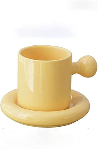 TATSEN Coffee Mugs Coffee Mug Set Of 3 Porcelain Stackable Cappuccino Cups With Saucers-for Specialty Coffee Drinks Cappuccino Latte Egg-shaped Cup Korean for Coffee Milk coffee cup