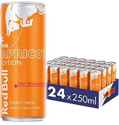 Red Bull Bebida Energética, Albaricoque y Fresa, 24 x 250 ml | contiene cafeína, taurina, vitaminas B, azúcar y agua, 250 ml, pack de 24 latas