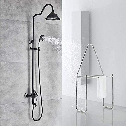 Schwarz-Bronze-Duschset, Messing, 8 Regenfall-Badewannen-Duscharmaturen in der Wand, schwenkbarer Badewannenauslauf, Duschsäule mit Handbrause Decoration
