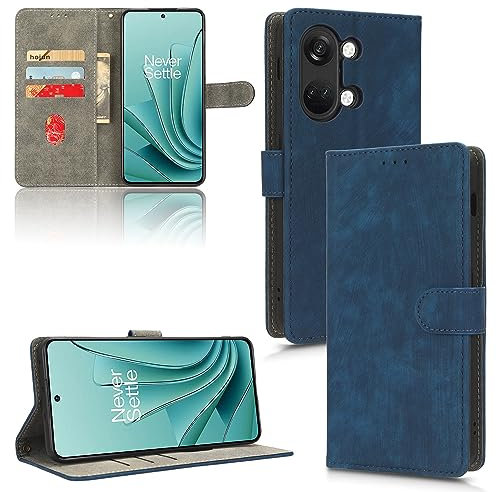 TAUYN Flip Folio Hülle für OnePlus Nord 3, RFID Funktion Handyhülle, PU/TPU Leder Magnetverschluss Kartenschlitz Schutzhülle - Blau