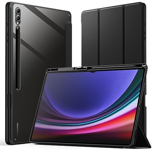 JETech Case for Samsung Galaxy Tab S10 Ultra/Tab S9 Ultra 14.6-Inch with S Pen Holder, Clear Transparent PC Back, Shockproof Tri-Fold Stand Tablet Cover, Auto Wake/Sleep (Graphite Black)
