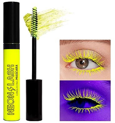 Allbestaye Bunt Wimperntusche Neon Mascara, Wasserfest Feiner Pinsel gelb grün blau orange rosa lila Wimpern Long-lasting, Augen Make-up Extra Long Lash Verlängerung & Volumen Eyelash Mascara (Gelb)