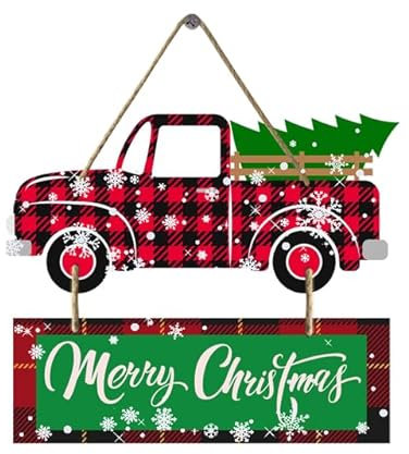 Decorazioni natalizie, 2 cartelli in legno da appendere, motivo albero di Natale, decorazione strana