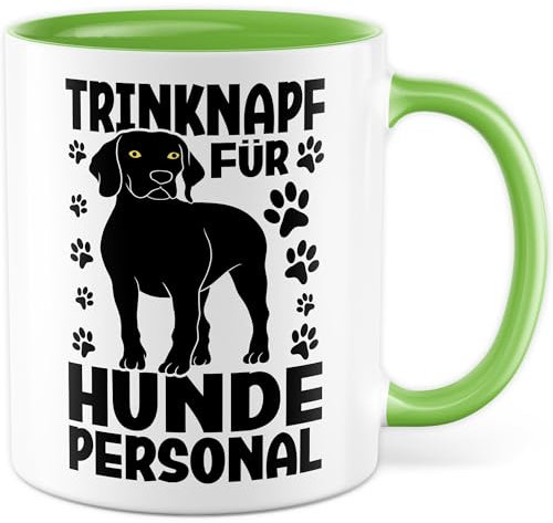 Tasse Hund Geschenk Trinknapf für Hunde Personal, Kaffeetasse Kaffeetasse Hunde Hundeliebhaber Hundemama Geschenkidee Hundepapa Herrchen Geschenke für Frauen Welpe Kaffee-Becher (Weiß/Grün)