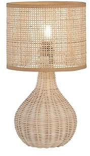 Fischer & Honsel Tischleuchte, Nature | Rebe natur| Lampenschirm Rebestrick natur| H: 37,00 cm, D: 20,00 cm| mit Schnurschalter schaltbar| 1x E14 max. 25 Watt ohne Leuchtmittel | 50733