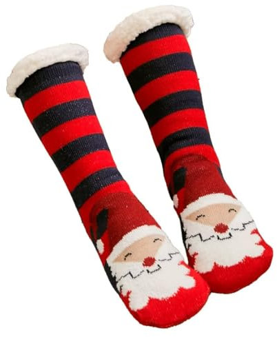 Mulor Soffici Albero di Natale Calza Pantofola Lungo Fino al Polpaccio Calzini Accoglienti Unisex con Pinze Antiscivolo Fodera in Pile Regali di Natale