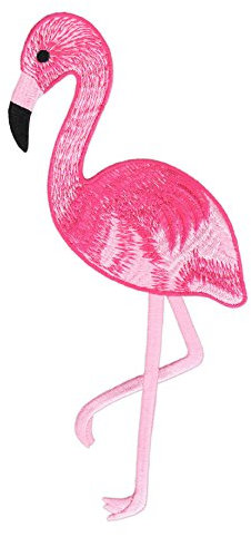 Großer Flamingo Aufnäher Rosa – 11,3 x 21,8 cm – Gestickter Rückenpatch Accessoires DIY Bügelbild Kleidung Applikation XXL Flicken Vogel Emblem Patch Backpatch – Hochwertige Stickerei