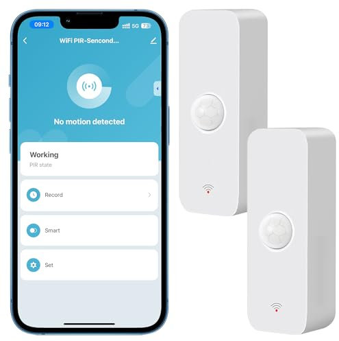 Comboss Sensor de Movimiento WiFi, Sensor de Movimiento Inteligente, Sensor de Presencia, Funciona con Alexa App, Dispositivos Echo (2 Pack)