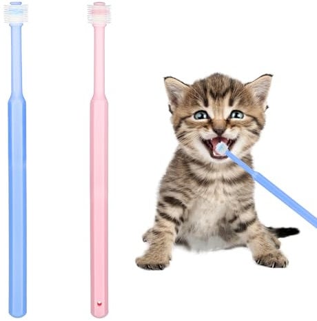 2 Pack Small Dog Toothbrush,360 Degree Silicone Cat Toothbrush Pet Dental Care Dog Oral Hygiene Deep Clean Pet Teeth Cleaning Kit Soft Bristles Friendly to Gums, Easy to Handle, Fresh Breath - Medium