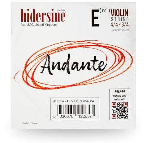 Hidersine Andante - Corde E per violino 4/4 a 3/4, anima in acciaio, ottimo tono e ottimo rapporto qualità/prezzo, perfetta per studenti con violini full size e tre quarti. CORDA E SINGOLA
