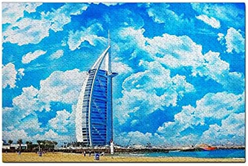UAE Burj Al Arab Dubai Puzzle für Erwachsene, 2000 Teile, papierartiges Reisegeschenk, Souvenir, 70 x 100 cm
