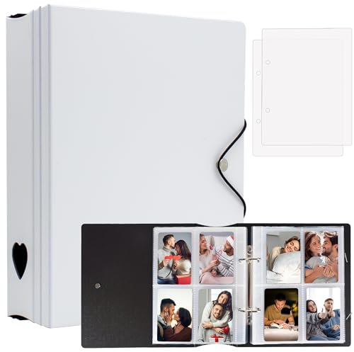 200 Taschen Fotoalbum für Fujifilm Instax Mini 11 12 9 8+ 8 7+ LiPlay Film, Fotokarten Binder für Polaroid SnapTouch PIC-300 Z2300 Fotodrucker, 2x3 Fotobuch für Kpop Card (Weiß)