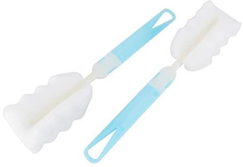 TOYANDONA 2pcs Long Handled Sponge Bottle Brush Style Cleaning Brush for Nipples Bottles Dishwasher Safe