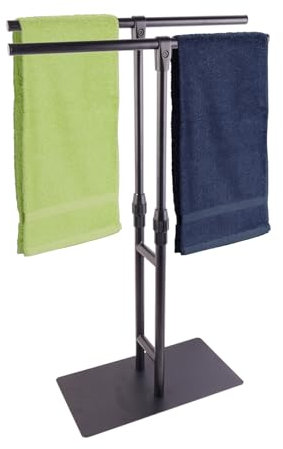 Porte-Serviettes Debout Double pour Salle de Bain, Salon, Cuisine - Noir