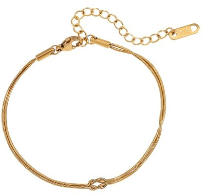 SJUIEO 18K vergoldetes Armband Damenarmband Liebesknotenarmband Goldarmband geknotetes Armband verstellbares Damenarmband Unendlichkeitsarmband Damenaccessoires