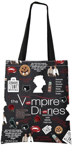 LEVLO TVD Merch Vampire Tote Bag - Damon Salvatore Fan Gift (The Vampire D tote bag)