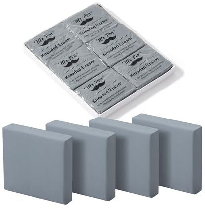 Mr. Pen Kneaded Eraser, Green, Art Eraser, Moldable, 6 Pack | Soft Moldable Art Erasers for Charcoal, Graphite & Pastel Drawing, Precision Highlighting, Smudge Control