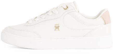 Tommy Hilfiger Donna Sneakers Court Essential Chic in Pelle, Avorio (Ancient White), 40