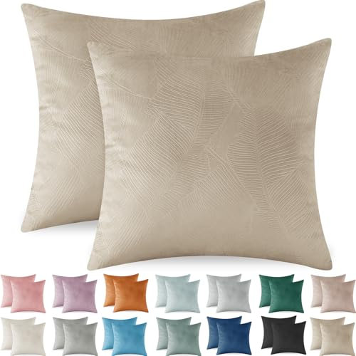 Ystyle Federe Cuscini Divano 40x40 2 Pezzi, Copricuscino Divano in Velluto, Copricuscino Divano Lavabili e Resistenti Anallergico Antiacaro e Traspirante con Cerniera Nascosta, Cammello