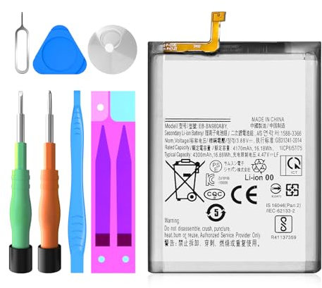EB-BN980ABY Batterie de rechange, haute capacité 4300 mAh, li-polymère, pour Samsung Galaxy Note 20 (N980F), Note 20 5G (N981B) avec outil de réparation professionnel