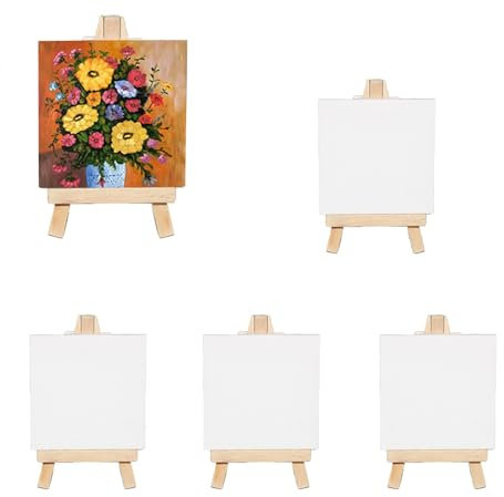 Lot de 4 mini chevalets pliables en bois utiles et réglables pour exposer des photos, des dessins