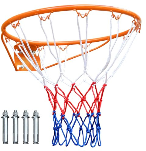 Basketballkorb-Ring, Basketballkorbnetz und Wandbefestigungen, Standard-Korbgröße mit 45 cm Durchmesser für die Innen- und Außenmontage