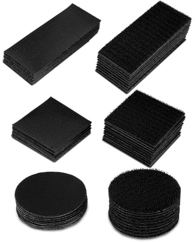 AOZUO 30 Sets Hook and Loop Strips with Adhesive, 2” Round Heavy Duty Hook and Loop Tape 3.14”x1.25” Double Sided Sticky Tape 2” Square Hook and Loop Fastener Picture Hanging Wall Mounting Tape