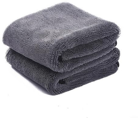 Lot de 2 serviettes tressées absorbant l'eau pour nettoyage de voiture, tissu absorbant, lavable en machine, chiffon de nettoyage domestique polyvalent, 30 x 40 cm, gris