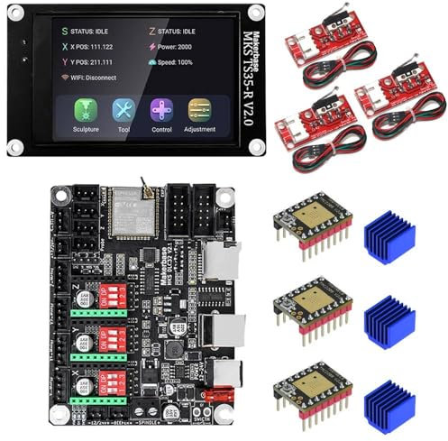 Twosheep Makerbase MKS DLC32 V2.1 32bits Motherboard Offline Controller WIFI TFT Touch Screen TS24/TS35-R For Laser Engraving Machine (Standard-8)