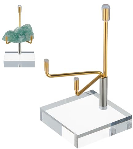 UNICRAFTALE 1 Stück Rock Display Ständer Acryl Staffelei Ausstellungsständer Verstellbare Metallarme Ausstellungsständer Staffelei Acrylbasis Goldener Kleiner Staffeleihalter Für Bergkristall