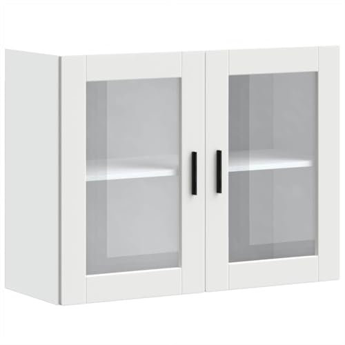 vidaXL Küchen-Hängeschrank mit Glastür Porto Weiß, Wandschrank Küche, Wandschrank, Oberschrank, Küchenschrank, Hängeschrank, Oberschrank Küche