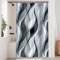 Uiiooazy Rideau Douche Anti Moisissure, Rideau de Douche Gris Abstrait Rayures Bleu Rayé Rideaux de Baignoire Tissu Imperméable Lavable Polyester Rideaux Salle de Bain avec 8 Crochets 120x200cm
