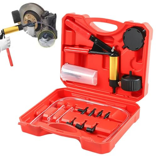 Kit Pompa per Vuoto per spurgo Freni,Kit spurgo Freni, Kit Tester per Pompa a Vuoto 2 in 1, Strumenti di spurgo del frenante per Auto, Camion, Moto