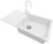 PRIMAGRAN Evier Cuisine en Granit Blanc 90x50cm, Lavabo 1 bac + Kit de Vidage + Robinet 32x20cm, Évier à Encastrer au meuble 60cm - Ibiza