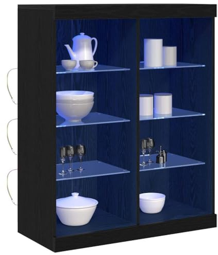 vidaXL LED Sideboard Black Oak 81 x 37 x 100 cm Engineered Wood