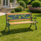 Garden Mile Wooden Kids Bench Outdoor Heavy Duty Solid Wood 2 Seater Garden Bench With Cast Iron Animal Pattern - All Weather Children Garden Furniture for Patio Chair, Balcony, Porch