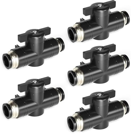 ERGAOBOY 5Pcs Pneumatischer Kugelhahn, 4MM OD Push to Connect Steuerventil Luftstrom Schnellanschluss Rohrverschraubungen (BUC4)