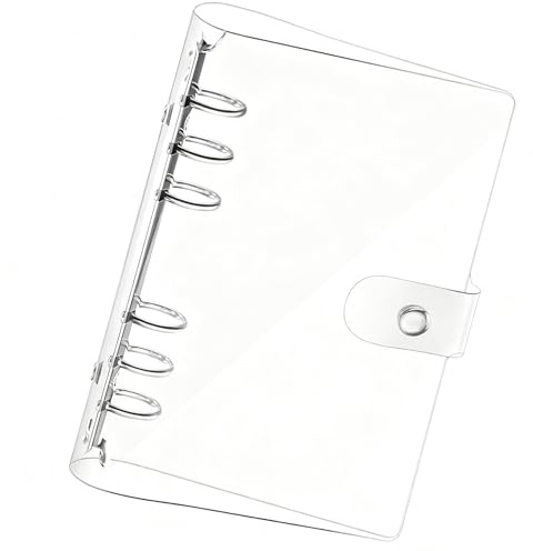 Jidyllic A5 Transparent PVC Ringbuch 6-Loch - Wasserdichtes Weich-Ringbuch für 120 Blätter, Ideal für Büro, Schule und Universität als Organizer