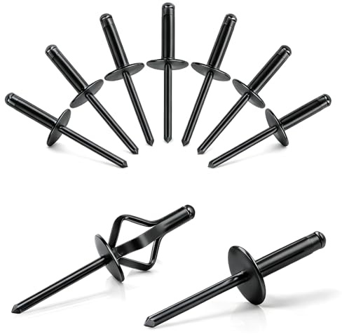 70 pezzi Tri-Fold Exploding Pop Rivetti in alluminio con flangia grande, colore nero (4,8 x 25 mm)