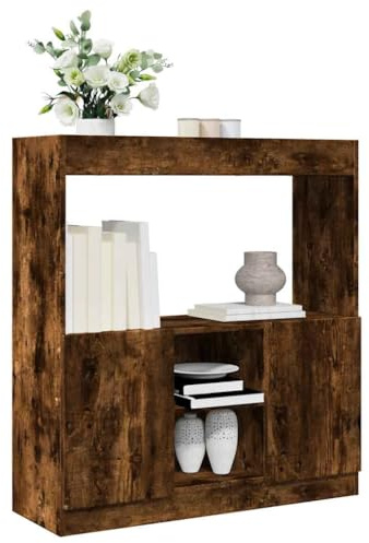 Frdhee Bücher Regal Bücherregal Schmal Hoch, Highboard Räuchereiche 92x33x100 cm Holzwerkstoff Schmales Bücherregal für Wohnzimmer, Homeoffice, Esszimmer